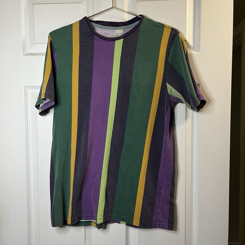 Vintage 90s Black Jack Striped T Shirt Mens Medium Colorblock Vertical 1999